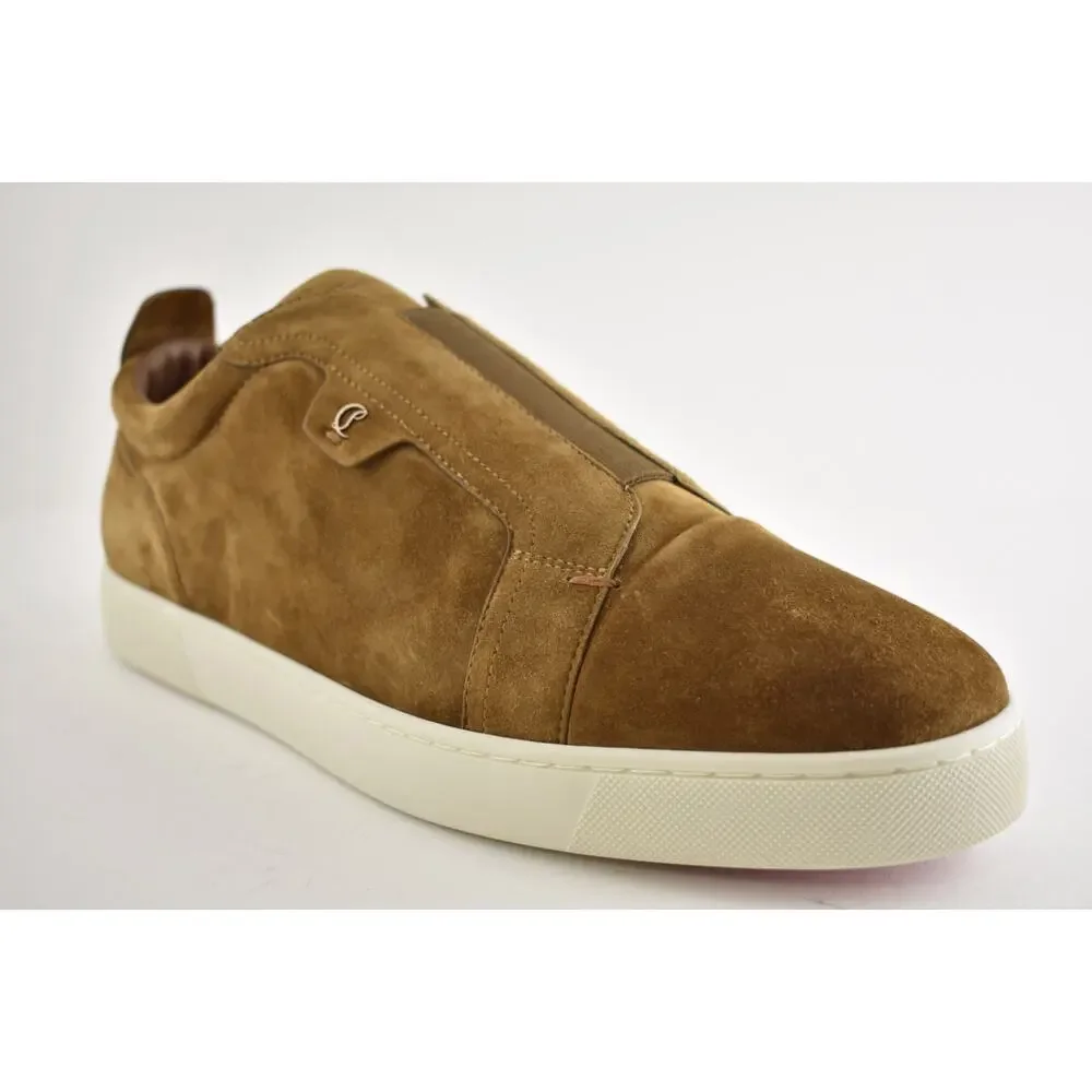 Christian Louboutin Mens St Louis Flat Rhea Brown Suede Low Top Sneakers 47 14